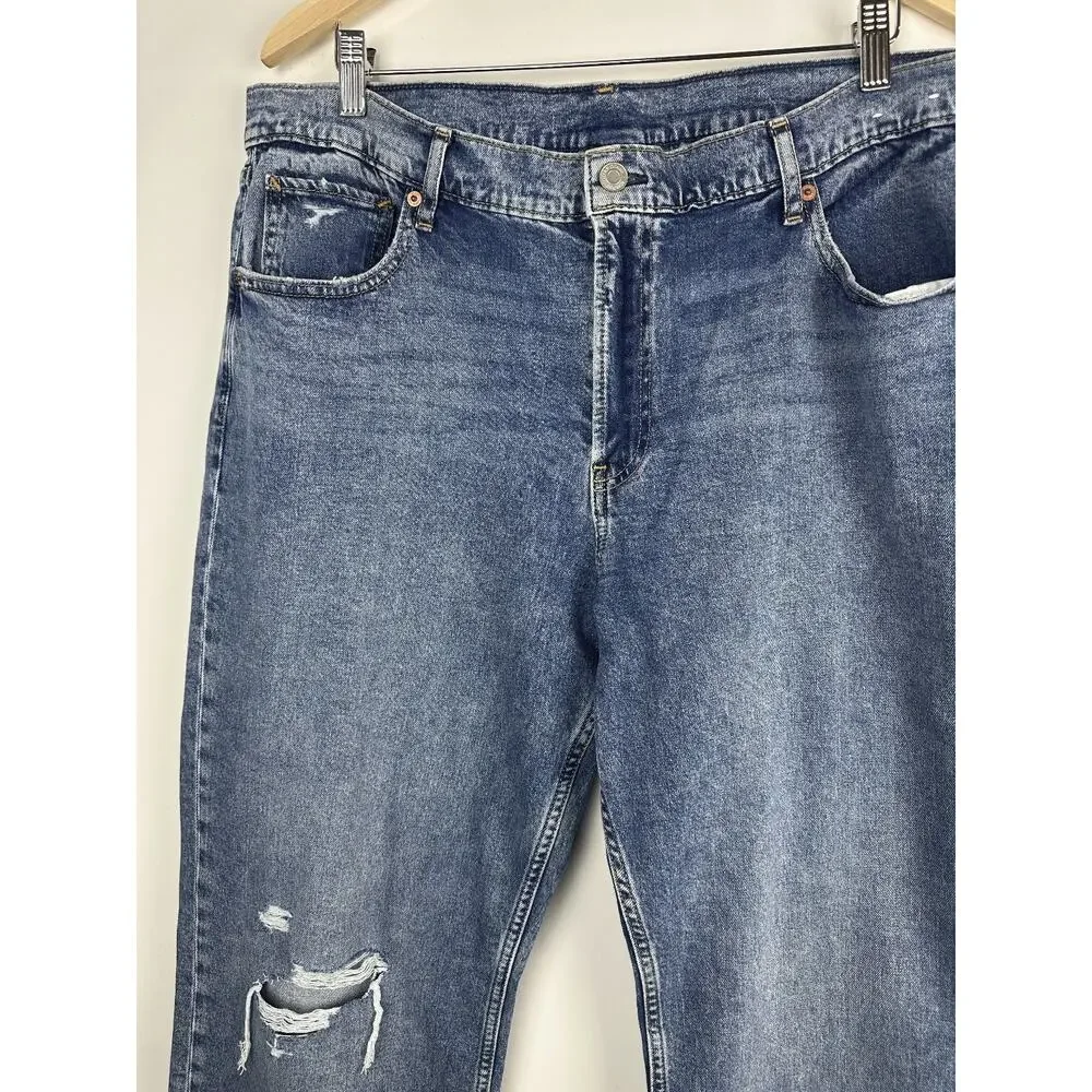 NWT Gap Mid Rise 90s Loose Jeans Split Hem Distressed Blue Denim Plus Size 33 16 - Picture 4 of 16